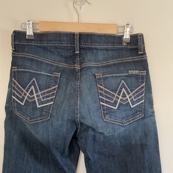 7 FOR ALL MANKIND A POCKET Bootcut Denim Jeans Womens Sz 29 Dark Wash Whiskered - Picture 3 of 12
